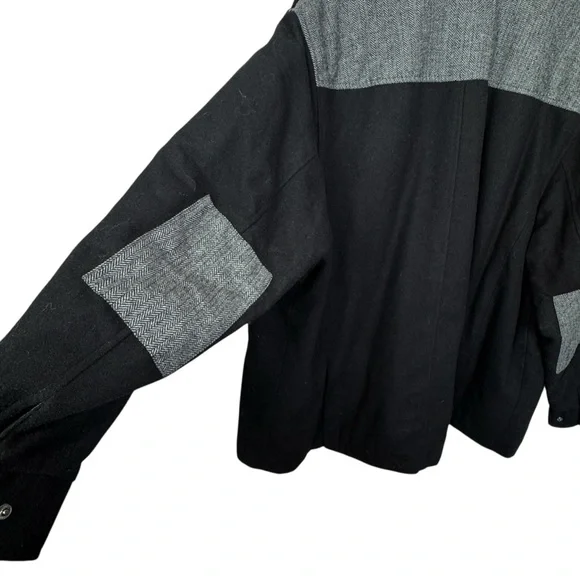 KingSize 2XL BIG Wool Blend Herringbone Multi-Pocket Combat Utility Black Coat